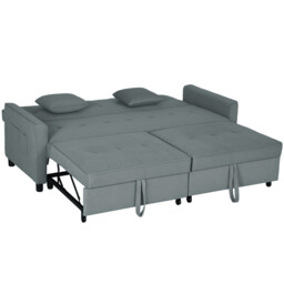 Homcom Sofa Bed 3 Seater Fold Out with 2 Cushions Grey - thumbnail 6