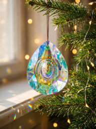 JU7CER 1PC Hanging Chandelier Crystal Prism - Dragon Eye Rainbow Catcher, Crystal Light-Catching Prism Decoration, Window Ornament, Hanging Glass Rainbow Maker, Suitable for Christmas Trees, Chandeliers, Weddings, Offices, Rooms & Home Decor, Christmas Must-Have - thumbnail 1