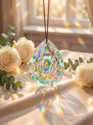 JU7CER 1PC Hanging Chandelier Crystal Prism - Dragon Eye Rainbow Catcher, Crystal Light-Catching Prism Decoration, Window Ornament, Hanging Glass Rainbow Maker, Suitable for Christmas Trees, Chandeliers, Weddings, Offices, Rooms & Home Decor, Christmas Must-Have - thumbnail 4