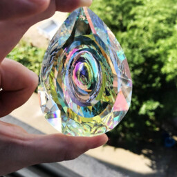 JU7CER 1PC Hanging Chandelier Crystal Prism - Dragon Eye Rainbow Catcher, Crystal Light-Catching Prism Decoration, Window Ornament, Hanging Glass Rainbow Maker, Suitable for Christmas Trees, Chandeliers, Weddings, Offices, Rooms & Home Decor, Christmas Must-Have - thumbnail 3