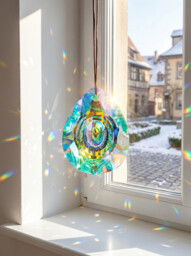 JU7CER 1PC Hanging Chandelier Crystal Prism - Dragon Eye Rainbow Catcher, Crystal Light-Catching Prism Decoration, Window Ornament, Hanging Glass Rainbow Maker, Suitable for Christmas Trees, Chandeliers, Weddings, Offices, Rooms & Home Decor, Christmas Must-Have - thumbnail 2