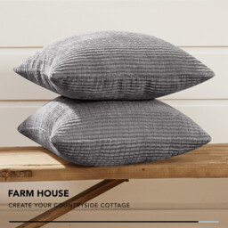 Deconovo Velvet cushion cover light grey color 45*45cm 1pc - thumbnail 3