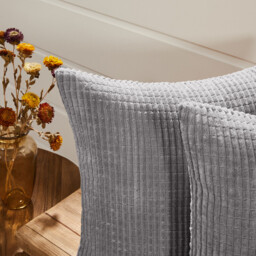 Deconovo Velvet cushion cover light grey color 45*45cm 1pc - thumbnail 2