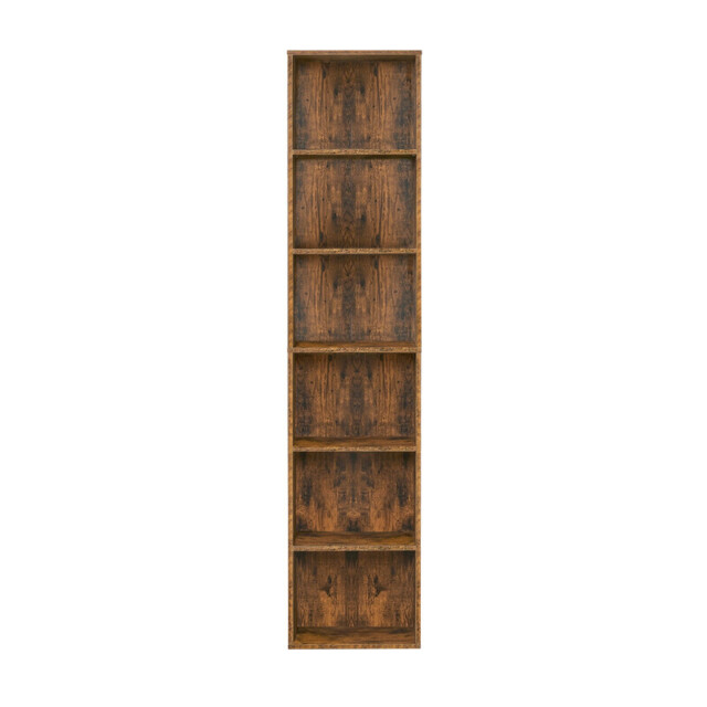 Ochama Bookshelf with 6 Shelves, Bookcase, for Home Office, Bedroom, Living Room, Study, Rustic Brown - image 1