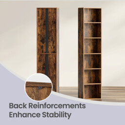 JOYFURNOS Bookshelf with 6 Shelves, Bookcase, for Home Office, Bedroom, Living Room, Study, Rustic Brown - thumbnail 7