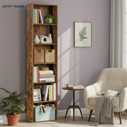 Ochama Bookshelf with 6 Shelves, Bookcase, for Home Office, Bedroom, Living Room, Study, Rustic Brown - thumbnail 7