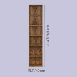 Ochama Bookshelf with 6 Shelves, Bookcase, for Home Office, Bedroom, Living Room, Study, Rustic Brown - thumbnail 4