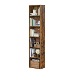 Ochama Bookshelf with 6 Shelves, Bookcase, for Home Office, Bedroom, Living Room, Study, Rustic Brown - thumbnail 3