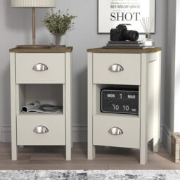 Galano Gemma 2pcs Bedside Table – Stylish 2 Drawer Side Tables with Storage – Storage Cabinets for Bedroom, Hallway, or Entryway – Light Grey/Oak - thumbnail 5