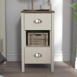 Galano Gemma 2pcs Bedside Table – Stylish 2 Drawer Side Tables with Storage – Storage Cabinets for Bedroom, Hallway, or Entryway – Light Grey/Oak - thumbnail 2
