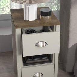Galano Gemma 2pcs Bedside Table – Stylish 2 Drawer Side Tables with Storage – Storage Cabinets for Bedroom, Hallway, or Entryway – Light Grey/Oak - thumbnail 6