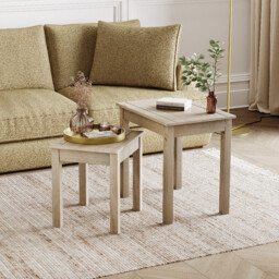 Vida Designs Side Tables Nested Panama Solid Pine Natural Oak 2pcs - thumbnail 1