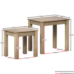Vida Designs Side Tables Nested Panama Solid Pine Natural Oak 2pcs - thumbnail 2