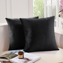 Deconovo Dutch Velvet cushion cover black color 45*45cm 1pc - thumbnail 2