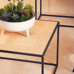 Interiors by Premier Coffee Table Depok Square Black/Rattan - thumbnail 2