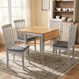 Dining Table Altona Rectangle Extendable Drop Leaf Grey/Oak 76x61-97cm - thumbnail 3