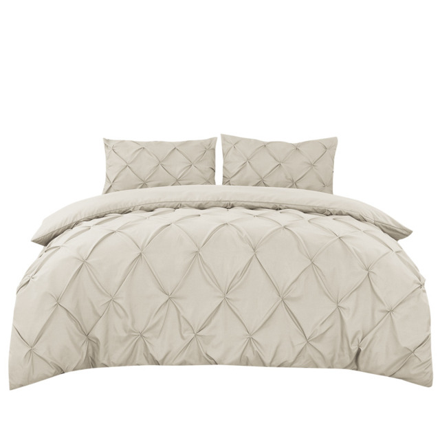 Natural Linen Color Pleating Brushing Duvet Cover & Pillowcases Set, 220*200CM+50*75CM*2 - image 1