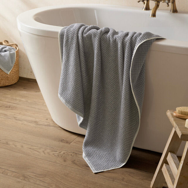 Yard Bath Sheet Hebden Waffle Denim Blue 100x150cm - image 1