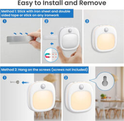 2er Pack Wiederaufladbares Nachtlicht mit Bewegungserfassung, 3 Farbtemperaturen 5-stufige Dimmung, SMD LED 0,5W 5V-1A ABS+Metall für Schlafzimmer Babyzimmer - thumbnail 3