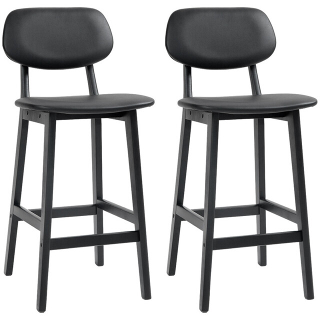 HOMCOM Bar Stools Faux Leather Black 2pcs - image 1