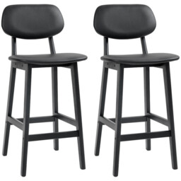HOMCOM Bar Stools Faux Leather Black 2pcs - thumbnail 1