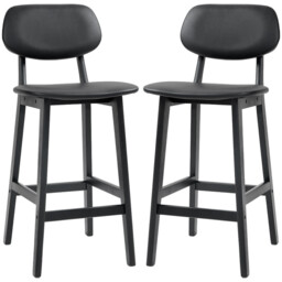 HOMCOM Bar Stools Faux Leather Black 2pcs - thumbnail 5