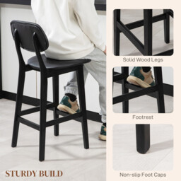 HOMCOM Bar Stools Faux Leather Black 2pcs - thumbnail 6