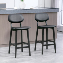 HOMCOM Bar Stools Faux Leather Black 2pcs - thumbnail 3