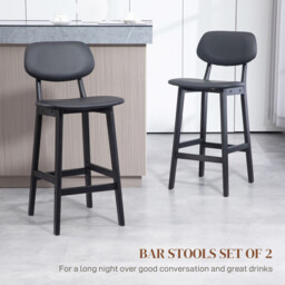 HOMCOM Bar Stools Faux Leather Black 2pcs - thumbnail 4