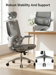 SIHOO M59S Ergonomic Office Chair， Desk Chair with 3D Coordinated Flip-up Armrests， Computer Chair with Dual Back Design and Adaptive Dynamic Lumbar Support， Grey - thumbnail 7