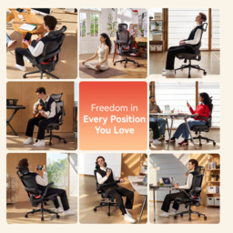 SIHOO B100 Ultra Ergonomic Office Chair， Mesh Office Chair with Adaptive Lumbar Support， Computer Chair with Wide Headrest， Desk Chair with 360° Rotatable Flip-Up Armrests， Ebony - thumbnail 5