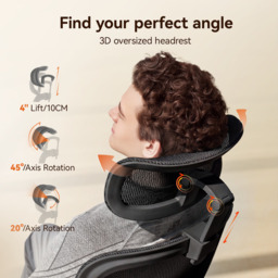SIHOO B100 Ultra Ergonomic Office Chair， Mesh Office Chair with Adaptive Lumbar Support， Computer Chair with Wide Headrest， Desk Chair with 360° Rotatable Flip-Up Armrests， Ebony - thumbnail 6