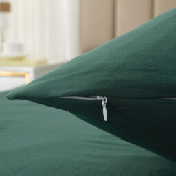 Meeallhome  Washed Brushed Duvet Cover Set 260*220cm/60*80cm*2  dark green - thumbnail 4