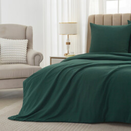 Meeallhome  Washed Brushed Duvet Cover Set 260*220cm/60*80cm*2  dark green - thumbnail 7