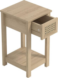 Galano Gio Bedside Table – Stylish Bedside with Rattan Effect – Slim Drawer Side Table with Storage – Cabinet for Bedroom, Hallway or Entryway – Oslo Oak - thumbnail 7