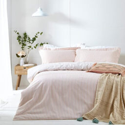 Yard Duvet Cover Set Hebden Stripe 100% Cotton Blush Single - thumbnail 2