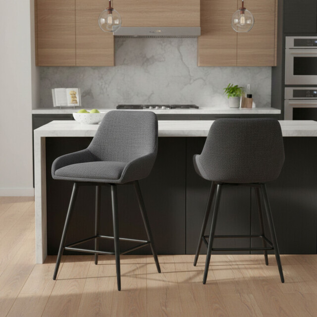 Bar Stools Oscar Graphite Grey 2pcs - image 1