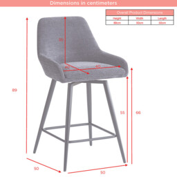 Bar Stools Oscar Graphite Grey 2pcs - thumbnail 3