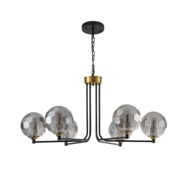 Homary Black & Gold Sputnik Glass Chandelier 6-Light Ceiling Light Adjustable Height - image 1