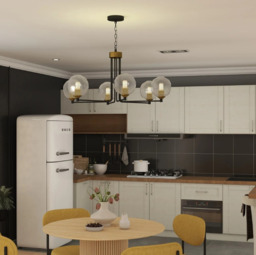 Homary Black & Gold Sputnik Glass Chandelier 6-Light Ceiling Light Adjustable Height - thumbnail 3