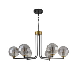 Homary Black & Gold Sputnik Glass Chandelier 6-Light Ceiling Light Adjustable Height - thumbnail 1