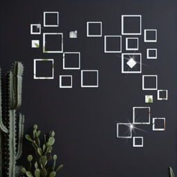 24pcs PVC mirror-finish hollowed-out rectangular acrylic stickers, self-adhesive, waterproof, removable.silver - thumbnail 4