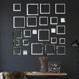 24pcs PVC mirror-finish hollowed-out rectangular acrylic stickers, self-adhesive, waterproof, removable.silver - thumbnail 2
