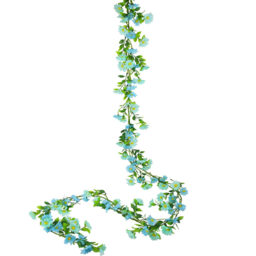 Yuejia2Pcs 6.56ft/2mArtificial Daisy Flowers Vine Silk Wildflower Garland Spring Fake Flower Vine Hanging Ivy Blue Daisy Flowers Green Leaves for Wall Party Wedding Arch Floral Decor Home Indoor Outdoor Ceremony(blue) - thumbnail 5