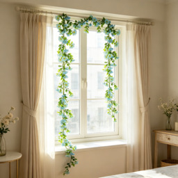 Yuejia2Pcs 6.56ft/2mArtificial Daisy Flowers Vine Silk Wildflower Garland Spring Fake Flower Vine Hanging Ivy Blue Daisy Flowers Green Leaves for Wall Party Wedding Arch Floral Decor Home Indoor Outdoor Ceremony(blue) - thumbnail 4