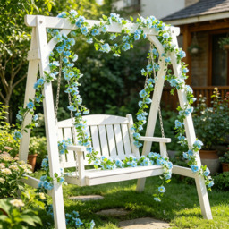 Yuejia2Pcs 6.56ft/2mArtificial Daisy Flowers Vine Silk Wildflower Garland Spring Fake Flower Vine Hanging Ivy Blue Daisy Flowers Green Leaves for Wall Party Wedding Arch Floral Decor Home Indoor Outdoor Ceremony(blue) - thumbnail 1
