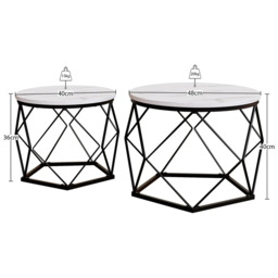 Vida Designs Side Tables Nested Brooklyn Geometric Marble Effect/Black 2pcs - thumbnail 3