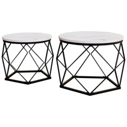 Vida Designs Side Tables Nested Brooklyn Geometric Marble Effect/Black 2pcs - thumbnail 5