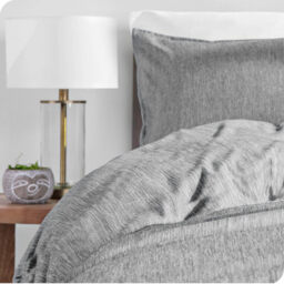MENDALE Duvet Cover Set - Premium Bedding Set - 220*230 cm Duvet Cover with 75*50 cm Pillow Case - Soft Brushed Microfiber- Dark Grey & Light Grey - thumbnail 2