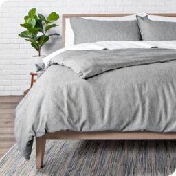MENDALE Duvet Cover Set - Premium Bedding Set - 220*230 cm Duvet Cover with 75*50 cm Pillow Case - Soft Brushed Microfiber- Dark Grey & Light Grey - thumbnail 4